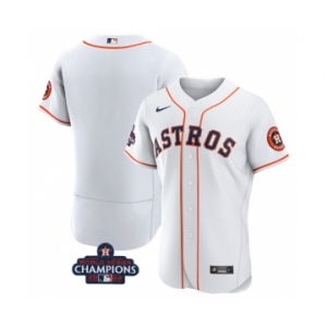Men's Houston Astros Blank White 2022 World Series Champions Flex Base Stitched Baseball Jersey