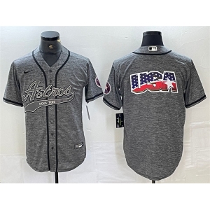 Men's Houston Astros Gray Team Big Logo With Patch Cool Base Stitched Baseball Jerseys