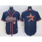 Men's Houston Astros Navy Team Big Logo With Patch Cool Base Stitched Baseball Jersey2