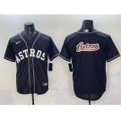 Men's Houston Astros Team Big Logo Black Lights Out Limited Stitched Baseball Jersey