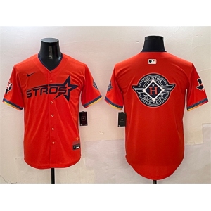 Men's Houston Astros Team Big Logo Orange 2025 City Connect With Texas Patch Limited Stitched Baseball Jersey