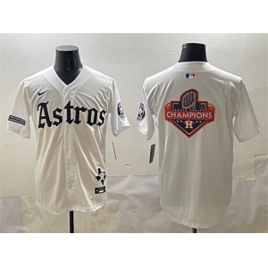 Mens Houston Astros Team Big Logo White Gothic 'Houston Born Barrio Raised' Limited Stitched Baseball Jersey