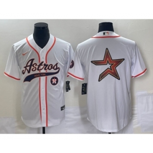 Men's Houston Astros White Team Big Logo Cool Base Stitched Baseball Jersey1