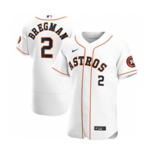 Men's Nike Houston Astros #2 Alex Bregman White Home 2020 Authentic Player Baseball Jersey