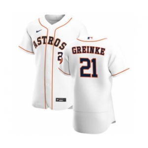 Men's Nike Houston Astros #21 Zack Greinke White Home 2020 Authentic Player Baseball Jersey