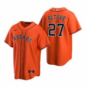 Men's Nike Houston Astros #27 Jose Altuve Orange Alternate Stitched Baseball Jersey