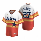 Men's Nike Houston Astros #27 Jose Altuve White Orange Cooperstown Collection Home Stitched Baseball Jersey