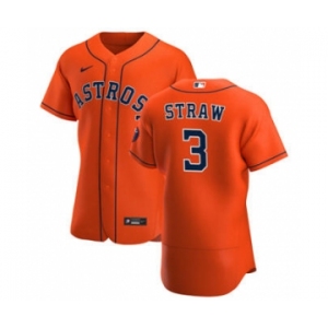 Men's Nike Houston Astros #3 Myles Straw Orange Alternate 2020 Authentic Team Baseball Jersey
