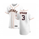 Men's Nike Houston Astros #3 Myles Straw White Home 2020 Authentic Player Baseball Jersey