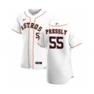 Men's Nike Houston Astros #55 Ryan Pressly White Home 2020 Authentic Player Baseball Jersey