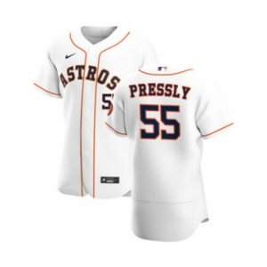 Men's Nike Houston Astros #55 Ryan Pressly White Home 2020 Authentic Player Baseball Jersey