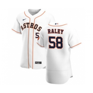 Men's Nike Houston Astros #58 Brooks Raley White Home 2020 Authentic Player Baseball Jersey