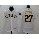 Nike Men's Houston Astros #27 Jose Altuve White Gold Home Flex Base Authentic Collection Bound Baseball Jersey