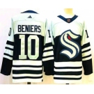 Men's Seattle Kraken #10 Matty Beniers Blue 2022 Reverse Retro Stitched Jersey