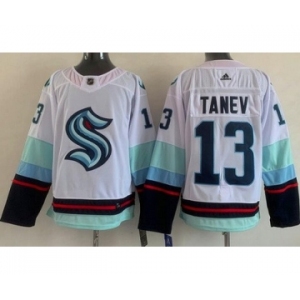 Men's Seattle Kraken #13 Brandon Tanev White Authentic Jersey