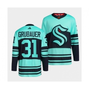 Men's Seattle Kraken #31 Philipp Grubauer Ice Blue 2022-23 Reverse Retro Stitched Jersey