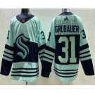 Men's Seattle Kraken #31 Philipp Grubauer Light Green 2022 Reverse Retro Authentic Jersey