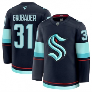 Men's Seattle Kraken #31 Philipp Grubauer Navy 2024-25 Home Stitched Hockey Jersey