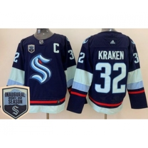 Men's Seattle Kraken #32 Kraken Navy 2021-22 Season Inaugural Authentic Jersey