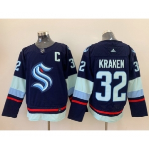 Men's Seattle Kraken #32 Kraken Navy Blue Stitched Adidas NHL Jersey