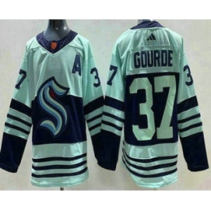 Men's Seattle Kraken #37 Yanni Gourde Light Green 2022 Reverse Retro Authentic Jersey