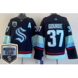 Men's Seattle Kraken #37 Yanni Gourde Navy 2021-22 Season Inaugural Authentic Jersey