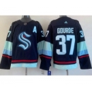 Men's Seattle Kraken #37 Yanni Gourde Navy Authentic Jersey