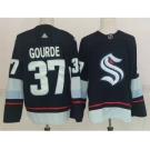 Men's Seattle Kraken #37 Yanni Gourde Navy Blue Adidas Stitched NHL Jersey