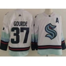 Men's Seattle Kraken #37 Yanni Gourde White Authentic Jersey