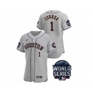 Men's Houston Astros #1 Carlos Correa 2021 Gray World Series Flex Base Stitched Baseball Jersey