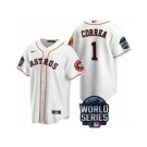 Men's Houston Astros #1 Carlos Correa 2021 White World Series Cool Base Stitched Baseball Jersey