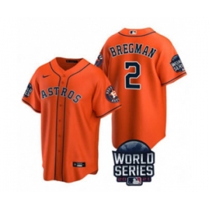 Men's Houston Astros #2 Alex Bregman 2021 Orange World Series Cool Base Stitched Baseball Jersey