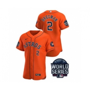Men's Houston Astros #2 Alex Bregman 2021 Orange World Series Flex Base Stitched Baseball Jersey