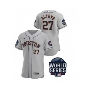 Men's Houston Astros #27 Jose Altuve 2021 Gray World Series Flex Base Stitched Baseball Jersey