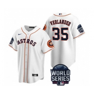 Men's Houston Astros #35 Justin Verlander 2021 White World Series Cool Base Stitched Baseball Jersey