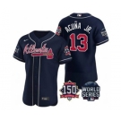 Men's Atlanta Braves #13 Ronald Acuna Jr. 2021 Navy World Series Flex Base With 150th Anniversary Patch Baseball Jersey