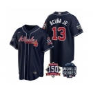 Men's Atlanta Braves #13 Ronald Acuna Jr. 2021 Navy World Series With 150th Anniversary Patch Cool Base Baseball Jersey