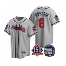 Men's Atlanta Braves #8 Eddie Rosario 2021 Gray World Series With 150th Anniversary Patch Cool Base Stitched Jersey