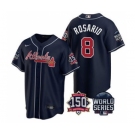 Men's Atlanta Braves #8 Eddie Rosario 2021 Navy World Series With 150th Anniversary Patch Cool Base Stitched Jersey