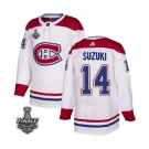Men's Adidas Canadiens #14 Nick Suzuki White Road Authentic 2021 Stanley Cup Jersey