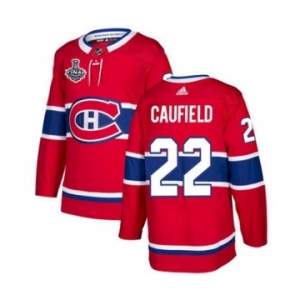 Men's Montreal Canadiens #22 Cole Caufield 2021 Red Stanley Cup Final Stitched Hockey Jersey