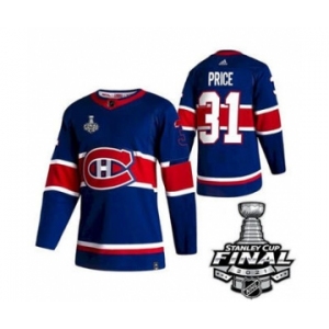 Men's Montreal Canadiens #31 Carey Price 2021 Blue Stanley Cup Final Stitched Hockey Jersey