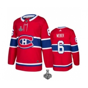 Men's Montreal Canadiens #6 Shea Weber 2021 Red Stanley Cup Finals Stitched Hockey Jersey