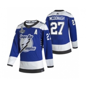 Men's Tampa Bay Lightning #27 Ryan McDonagh 2021 Blue Stanley Cup Champions Reverse Retro Stitched Hockey Jersey