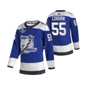 Men's Tampa Bay Lightning #55 Braydon Coburn 2021 Blue Stanley Cup Champions Reverse Retro Stitched Hockey Jersey