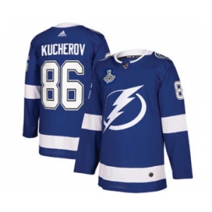 Men's Tampa Bay Lightning #86 Nikita Kucherov 2021 Stanley Cup Champions Stitched Hockey Jersey
