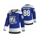 Men's Tampa Bay Lightning #88 Andrei Vasilevskiy 2021 Blue Stanley Cup Champions Reverse Retro Stitched Hockey Jersey