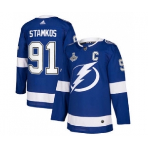 Men's Tampa Bay Lightning #91 Steven Stamkos 2021 Stanley Cup Champions Stitched Hockey Jersey