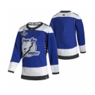 Men's Tampa Bay Lightning Blank 2021 Blue Stanley Cup Champions Reverse Retro Stitched Hockey Jersey