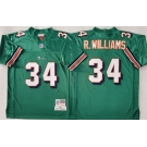 Men's Miami Dolphins #34 Ricky Williams Aqua Throwback Stitched Football Jersey